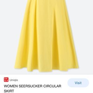 Uniqlo Yellow Seersucker Circular Midi Skirt